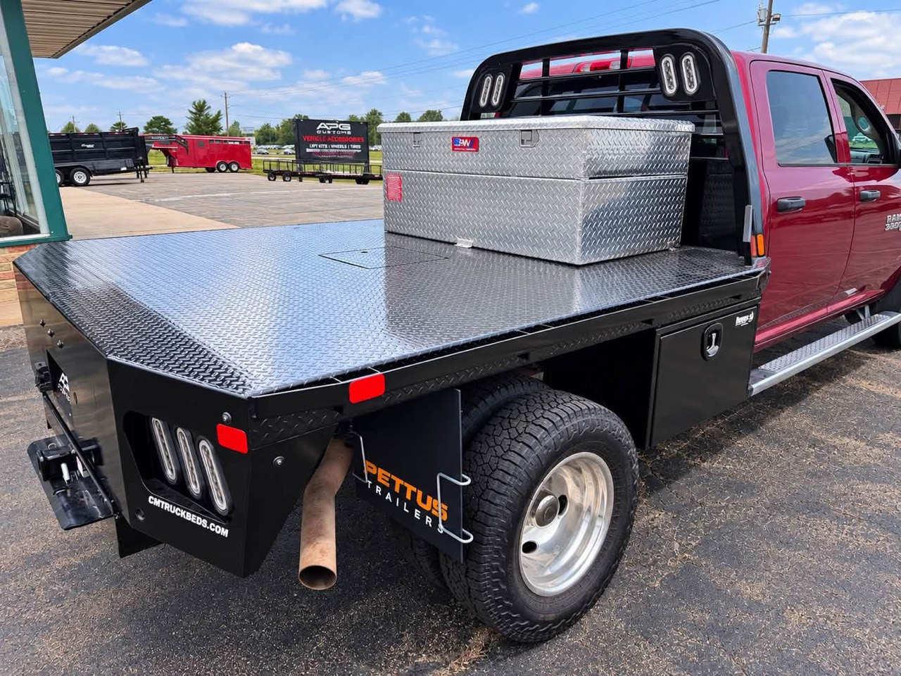 Ram 3500 with a CM Truck Bed and underbody toolboxes installed at Pettus Trailers